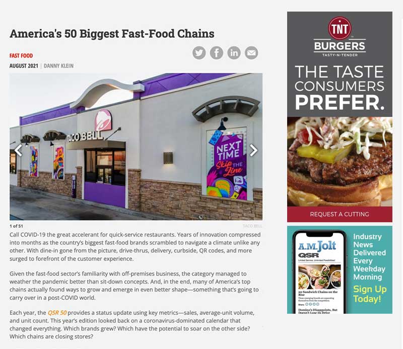 America’s 50 Biggest Fast Food Chains